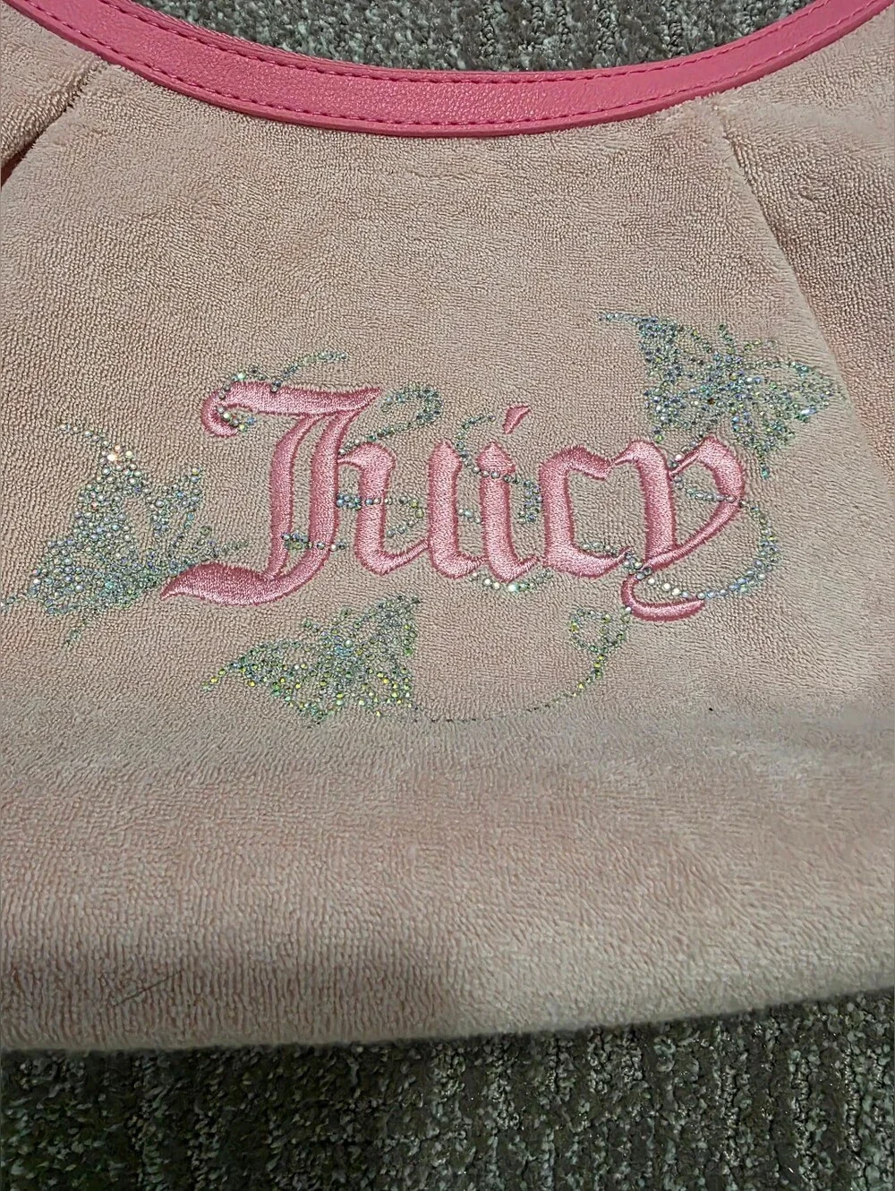 Juicy Couture Wingin' It Pink Terry Hobo Bag Trashy Y2K Bedazzled Princesscore